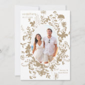 Wildbloemen Tan Silhouette 2 foto bruiloft Save The Date (Voorkant)