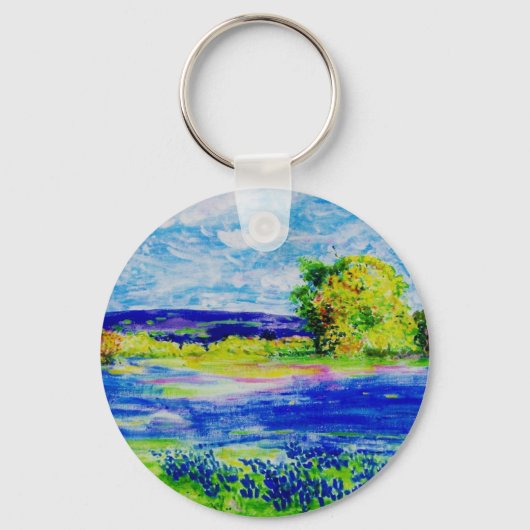 wildbloemen van blauwbonet sleutelhanger (Voorkant)