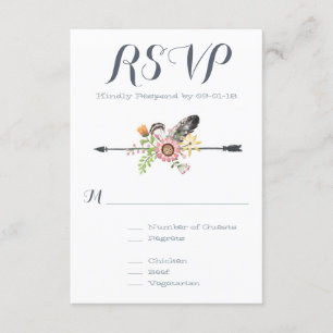 Wildbloemen Veren en Pijl RSVP Kaartje