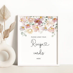 Wildbloemen verlaten je recept-kaart hier poster