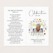 Wildbloemen Viering van het leven Foto Gebed Kaart Visitekaartjes (Buitenkant ongevouwen)