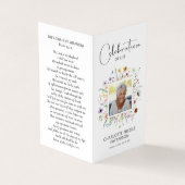 Wildbloemen Viering van het leven Foto Gebed Kaart Visitekaartjes (Buitenkant)