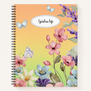 Wildbloemen & vlinders vrouwelijke vervaagde cover notitieboek