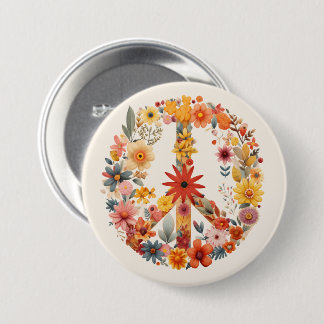 Wildbloemen Vredesteken bloemenkrans Ronde Button 7,6 Cm