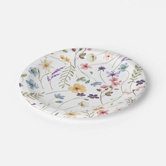 Wildbloemen vrijgezellenfeest papieren bordje (Gekanteld)