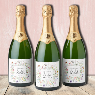Wildbloemen Vrijgezellenfeest Sparkling Wijnetiket