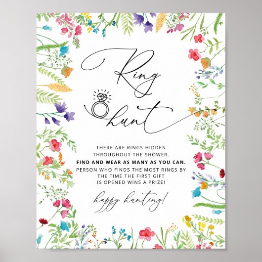 Wildbloemen Vrijgezellenfeest-spel Ring Hunt Poster (Voorkant)