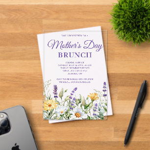 Wildbloemen Waterverf Border Moederdag Brunch Acryl Uitnodigingen