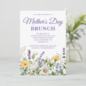 Wildbloemen Waterverf Border Moederdag Brunch Kaart (Staand voorkant)