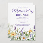 Wildbloemen Waterverf Border Moederdag Brunch Kaart (Voorkant / Achterkant)