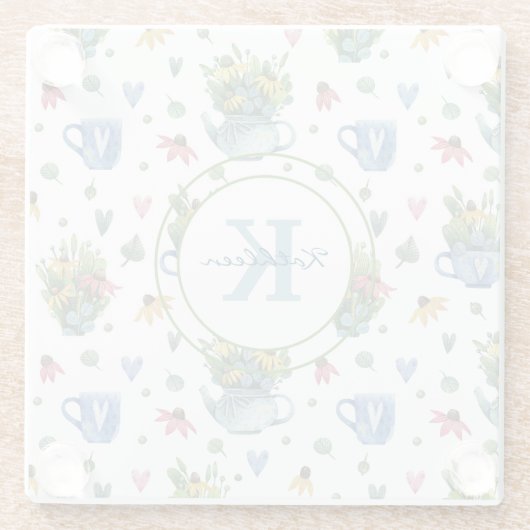 Wildbloemen Waterverf Tea Party Glazen Onderzetter (Achterkant)