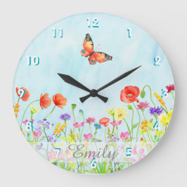 wildbloemen waterverven voor bloemen die aanpasbaa grote klok