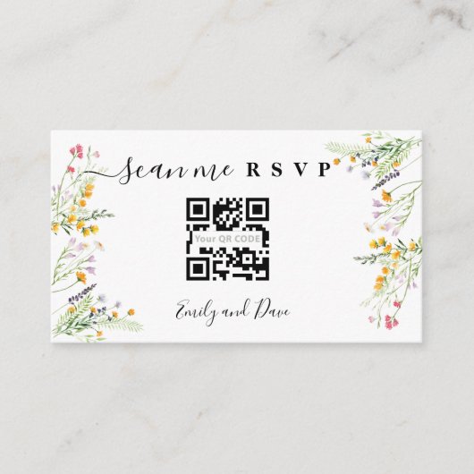Wildbloemen Weddenschap Website met QR CODE Informatiekaartje (Voorkant)