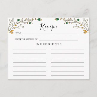 Wildbloemen Wedding, Boho Floral Recipe Card Briefkaart