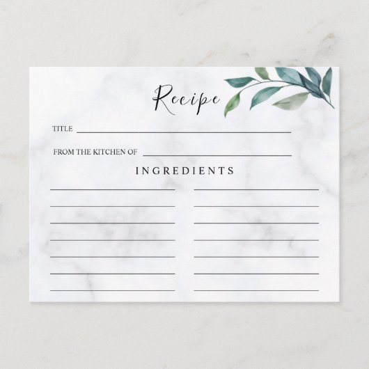 Wildbloemen Wedding, Boho Recipe Card Briefkaart (Voorkant)