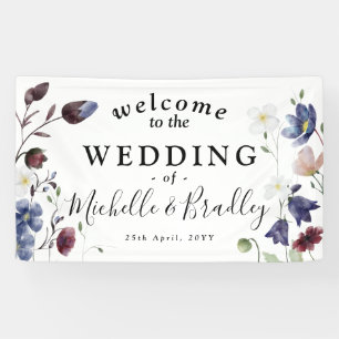 Wildbloemen "Welkom bij" Chic Boho Wedding Spandoek