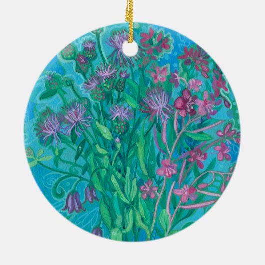 Wildbloemen Zomer Bloemen Boeket Bloemen Schilderi Keramisch Ornament (Achterkant)