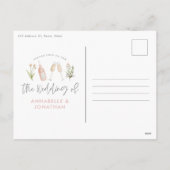 wildbloemflorale champagne modern script kondigt a feestdagenkaart (Achterkant)