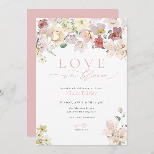 Wildbloemliefde in bloei bruids douche uitnodiging (Voorkant / Achterkant)