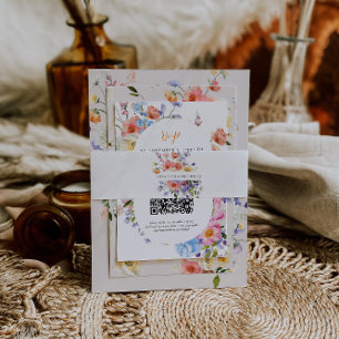 Wildbloemmonogram   Bloemenbruiloft Uitnodigingen Wikkel