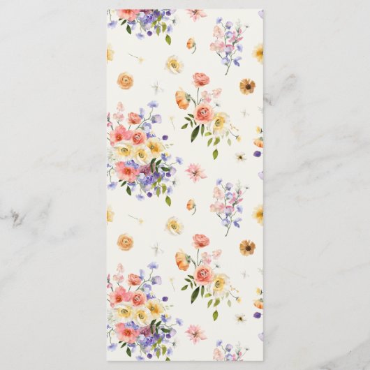 Wildbloemmonogram |  Boho huwelijksprogramma Programma (Achterkant)