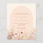 Wildbloemperzikboog QR RSVP budget bruiloft (Voorkant)