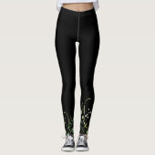 Wildbloemrand op zwart leggings (Voorkant)