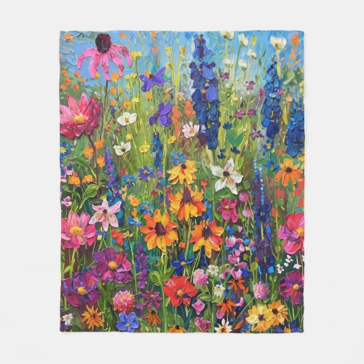 Wildbloemveld Acryl schilderij Fleece Deken (Voorkant)