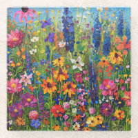 Wildbloemveld Acryl schilderij Onderzetter