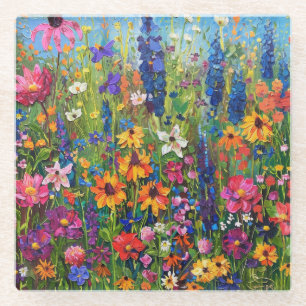 Wildbloemveld Acryl schilderij Onderzetter