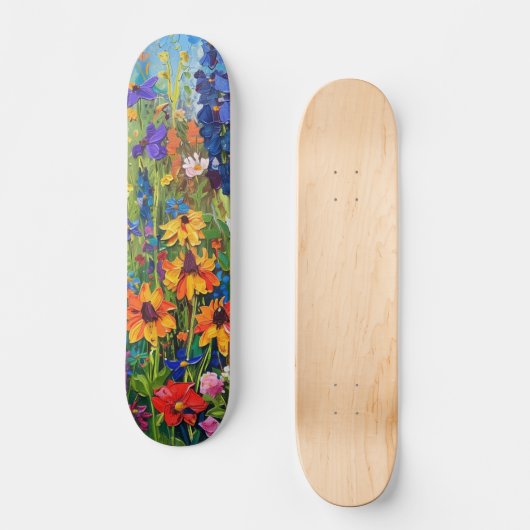 Wildbloemveld Acryl schilderij Skateboard (Voorkant)