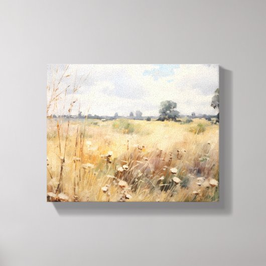Wildbloemveld Landschap Olieverfschilderij Canvas Afdruk (Voorkant)