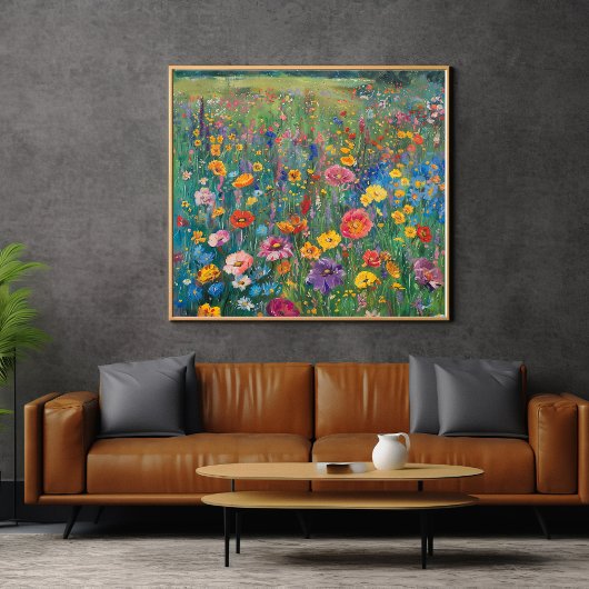 Wildbloemveld waterverf schilderij perfect poster
