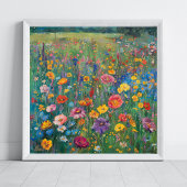 Wildbloemveld waterverf schilderij perfect poster