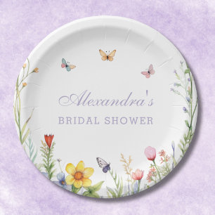 Wildbloemvlinders Boho Floral Vrijgezellenfeest Papieren Bordje