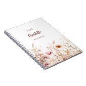 Wildbloemweide roze beige notitieboek (Rechterzijde)