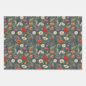 Wildbloemweide witte, groene, blauwe achtergrond inpakpapier vel (Voorkant 2)