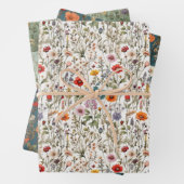 Wildbloemweide witte, groene, blauwe achtergrond inpakpapier vel (In situ)