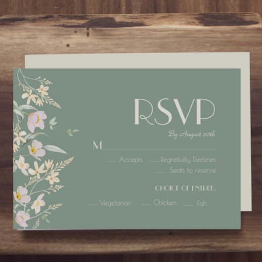Wildbloesem Deco Wedding Meal Choice RSVP Kaartje