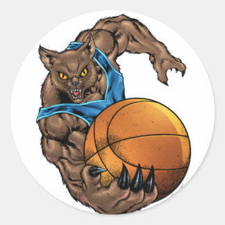 Wildcats Bobcats Basketbal, Blauw, L. Blauwe Stree Ronde Sticker