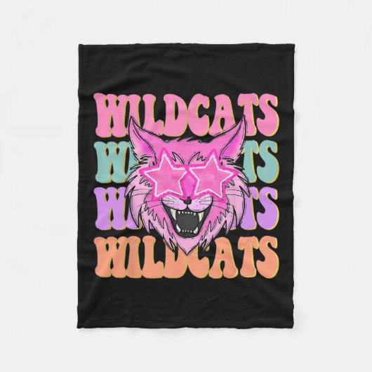 Wildcats School Mascot Fleece Deken (Voorkant)