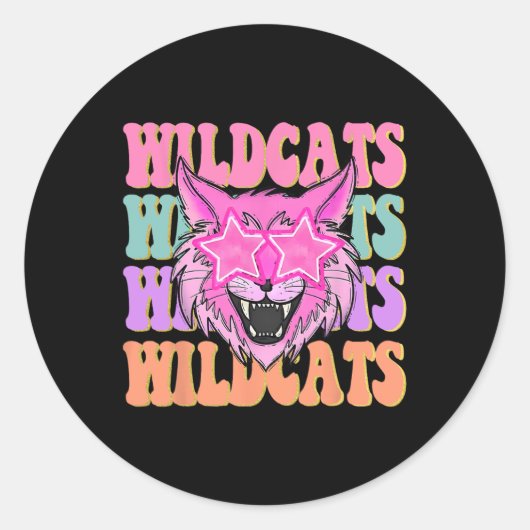 Wildcats School Mascot Ronde Sticker (Voorkant)