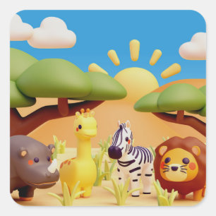 "Wilddieren Design Stickers" Vierkante Sticker