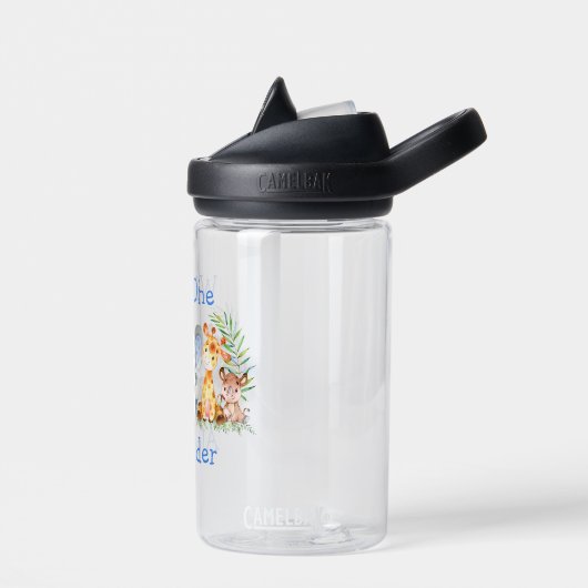 Wilde 1 1e verjaardag Safari Animals Blue Waterfles (Links)