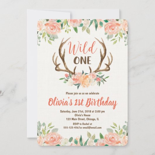 Wilde 1 1e verjaardag uitnodiging herengeweiers (Voorkant)