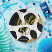 Wilde 50Gold Animal Pattern Monogram Papieren Bordje (Feest)