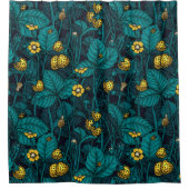 Wilde aardbeien, geel en blauw douchegordijn (Voorkant)