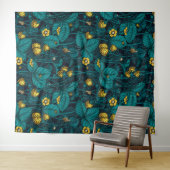 Wilde aardbeien, geel en blauw wandkleed (In Situ (horizontaal))