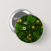 Wilde aardbeien, geel en groen ronde button 5,7 cm (Voorkant /achterkant)