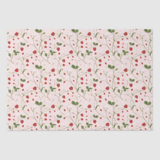 Wilde aardbeien (Linen) - Weefpapier Tissuepapier (Voorkant)